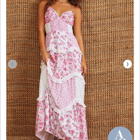 Altar'd State Dresses & Skirts - Altar'd State Pink Floral Ruffled Maxi Dress